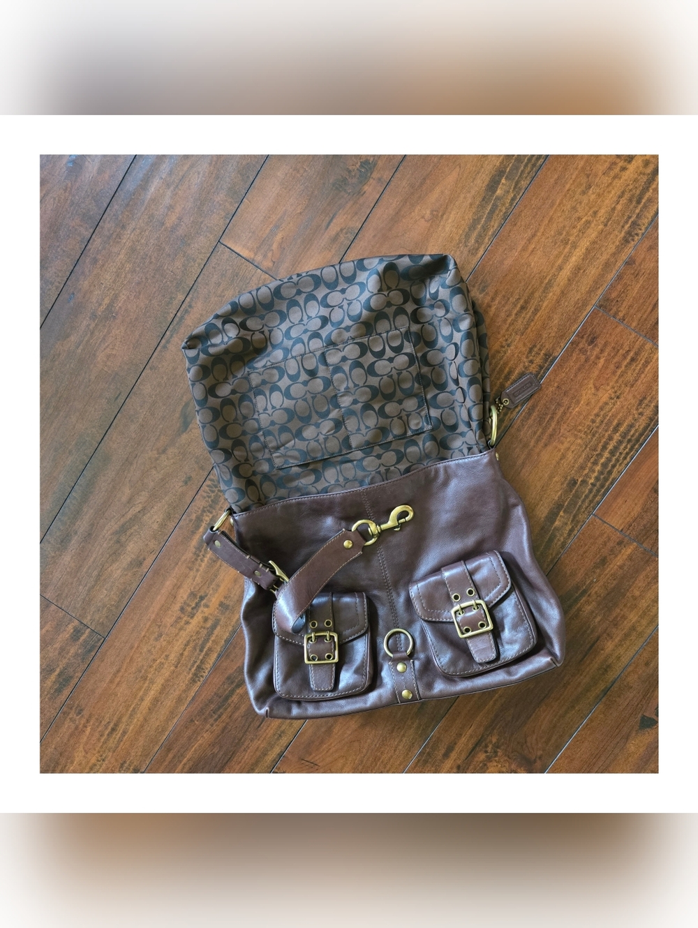 VTG Coach Legacy Brooklyn Brown Pocket Leather Messenger Shoulder Tote Large Bag - Picture 13 of 16